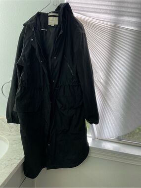 a new day Black Hooded Trench Coat